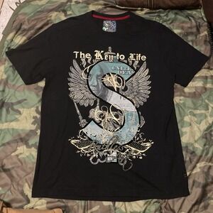 Ruthless Art Dollar Sign Crystal Studded Graphic Vtg Y2K‎ Men's XXL/23